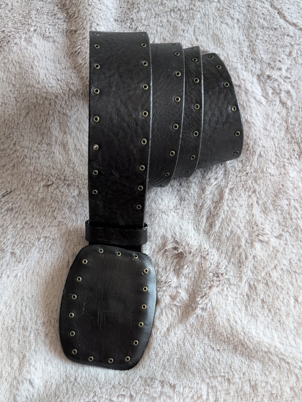 Black Studded Wide Leather Belt